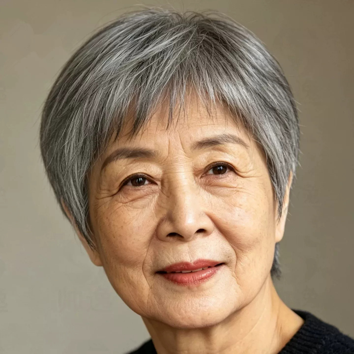奶奶灰白全真发短直自然仿真假发