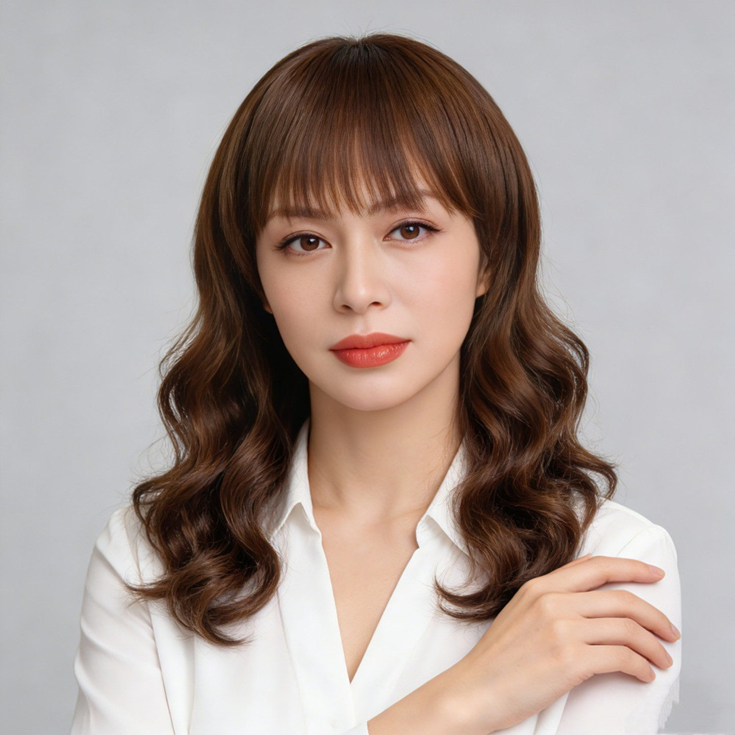中老年自然卷真发无痕整顶假发