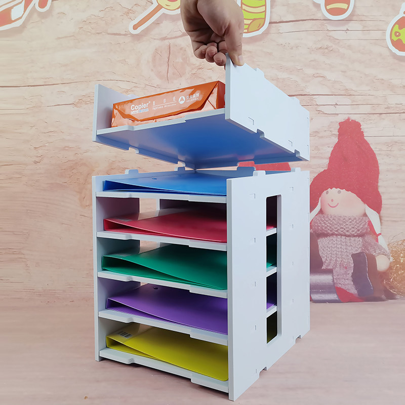 创意办公桌面收纳盒文件架资料架木塑板杂志盒A4a5纸整理柜