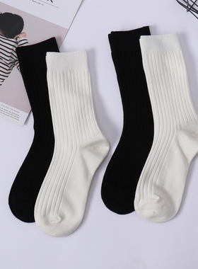 鲨鱼裤搭配袜子长筒袜春秋款纯色双针纯棉女士堆堆袜白色高筒袜子