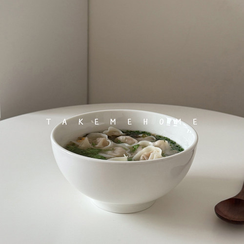 takemehome可爱圆形汤碗面碗馄饨碗饺子碗米线碗吃面吃粉碗7英寸