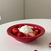 takemehome红色酸奶麦片碗圣诞新年氛围感餐具春节喜庆水果沙拉碗