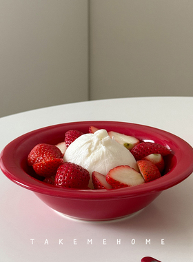 takemehome红色酸奶麦片碗圣诞新年氛围感餐具春节喜庆水果沙拉碗