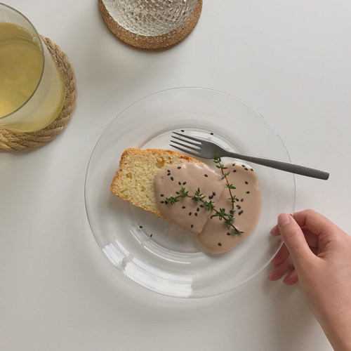 盘子ins风透明玻璃盘微波炉专用好看盘子简约甜品盘brunch餐盘