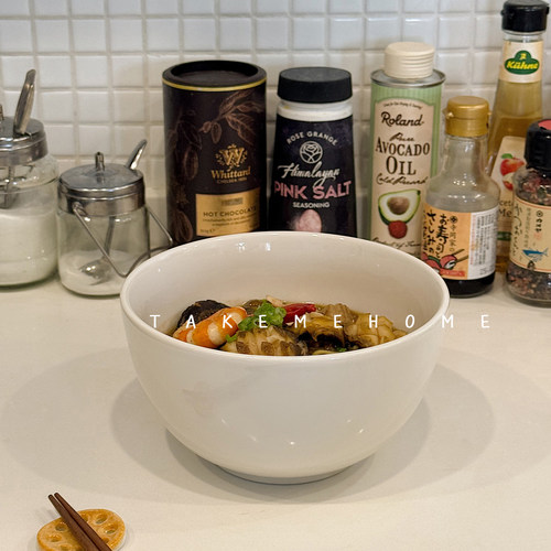 takemehome乳白深汤碗捞面碗家用炖菜碗油泼面碗可爱7寸吃面条碗