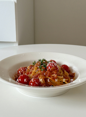 takemehome乳白汤盘简约意面盘子咖喱饭盘陶瓷釉下彩brunch深盘