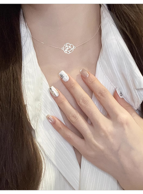 玫瑰花朵项链女轻奢小众锁骨链高级感气质choker颈链女生日礼物-E