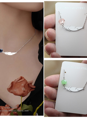 洗澡带不掉色粉水晶ins百搭个性黑色项链冷淡风锁骨链高级感颈链