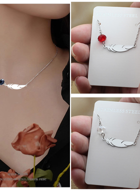 红色水晶项链法式复古轻奢项链女小众设计气质锁骨链拼接颈链女款