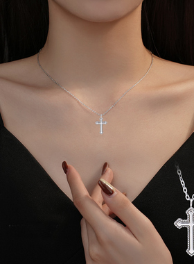 复古立体十字架项链ins欧美酷女个性钛钢吊坠美式长短款嘻哈配饰
