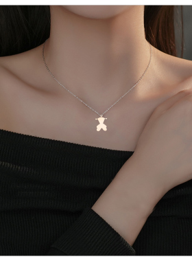 可爱小熊项链短款吊坠玫瑰金彩金锁骨链女韩版装饰品创意生日礼物