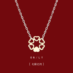 百搭锁骨链生日礼物 个性 镂空几何多心项链女生设计感颈链经典 时尚