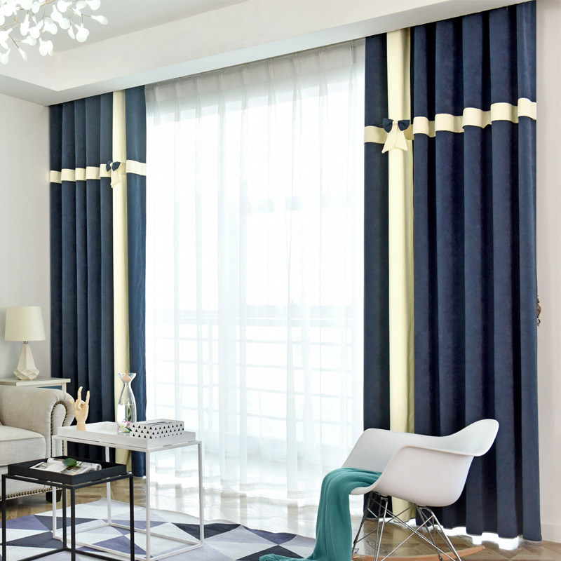 现代简约加厚公主风高遮光卧室客厅阳台落地窗定制成品窗帘窗纱cl