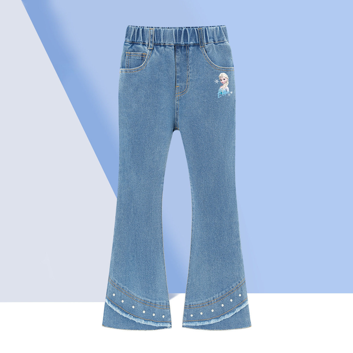 迪士尼艾莎公主女童微喇牛仔裤春秋儿童裤子冰雪休闲长裤修身洋气,童装/婴儿装/亲子装,儿童牛仔裤,淘宝优惠券,粉丝福利购,淘宝优惠卷