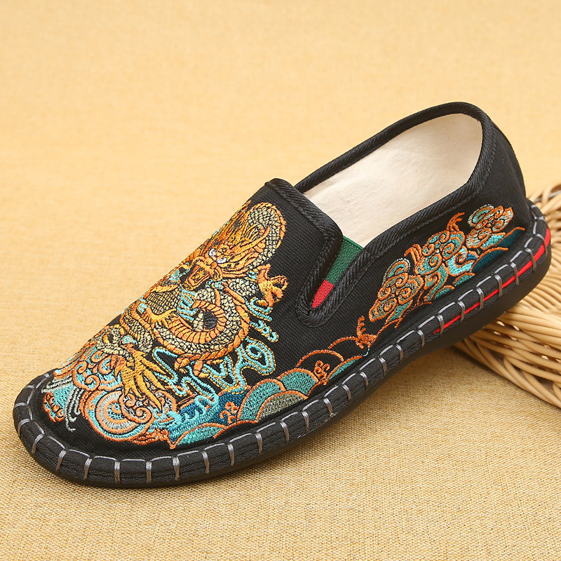 飞龙在天 刺绣布鞋男中国风精神小伙男鞋社会鞋绣花鞋老北京布鞋