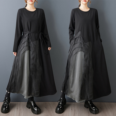 暗黑风大码连衣裙2025年冬季新款