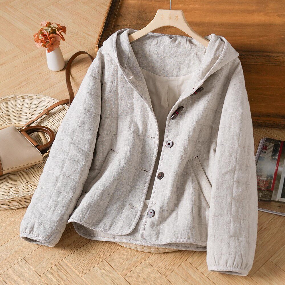 秋冬新款棉麻棉服外套 绗棉文艺复古牛角扣外套保暖小棉袄上衣,女装/女士精品,常规大码外套,淘宝优惠券,粉丝福利购,淘宝优惠卷