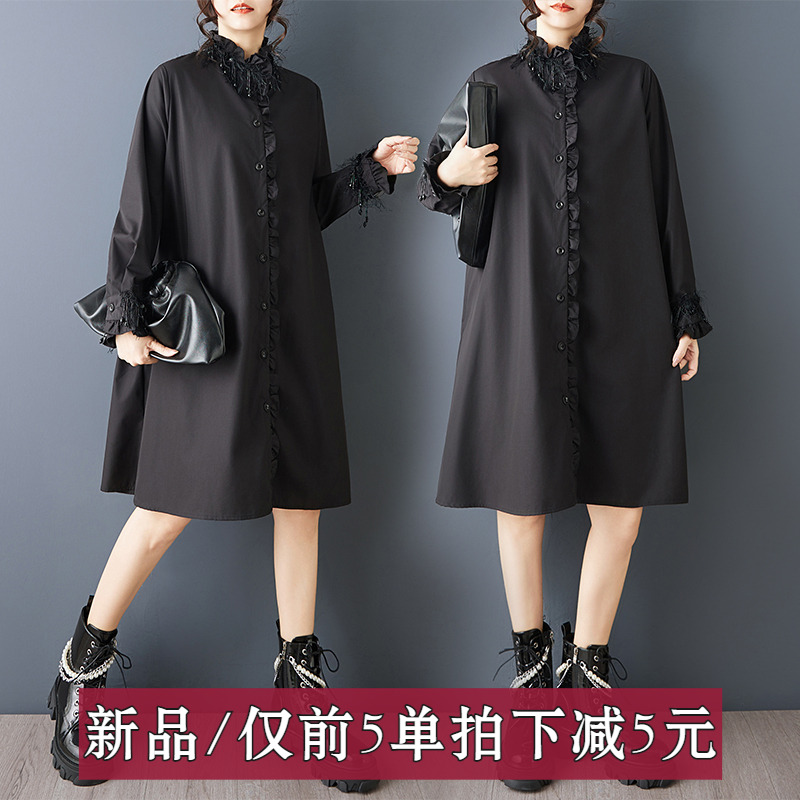 暗黑风大码连衣裙2025年冬季新款