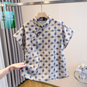 复古小衫 小飞袖 棉麻女装 中式 斜襟 新中式 盘扣衬衫 轻国风上衣女夏季