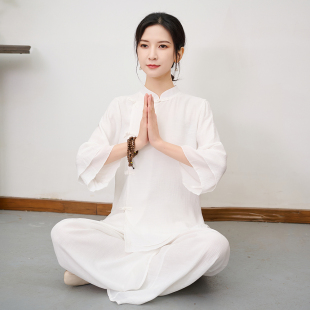 折扣新款 女裝 民族風棉麻禪意打坐練功服兩件套國風瑜伽付休閑套裝