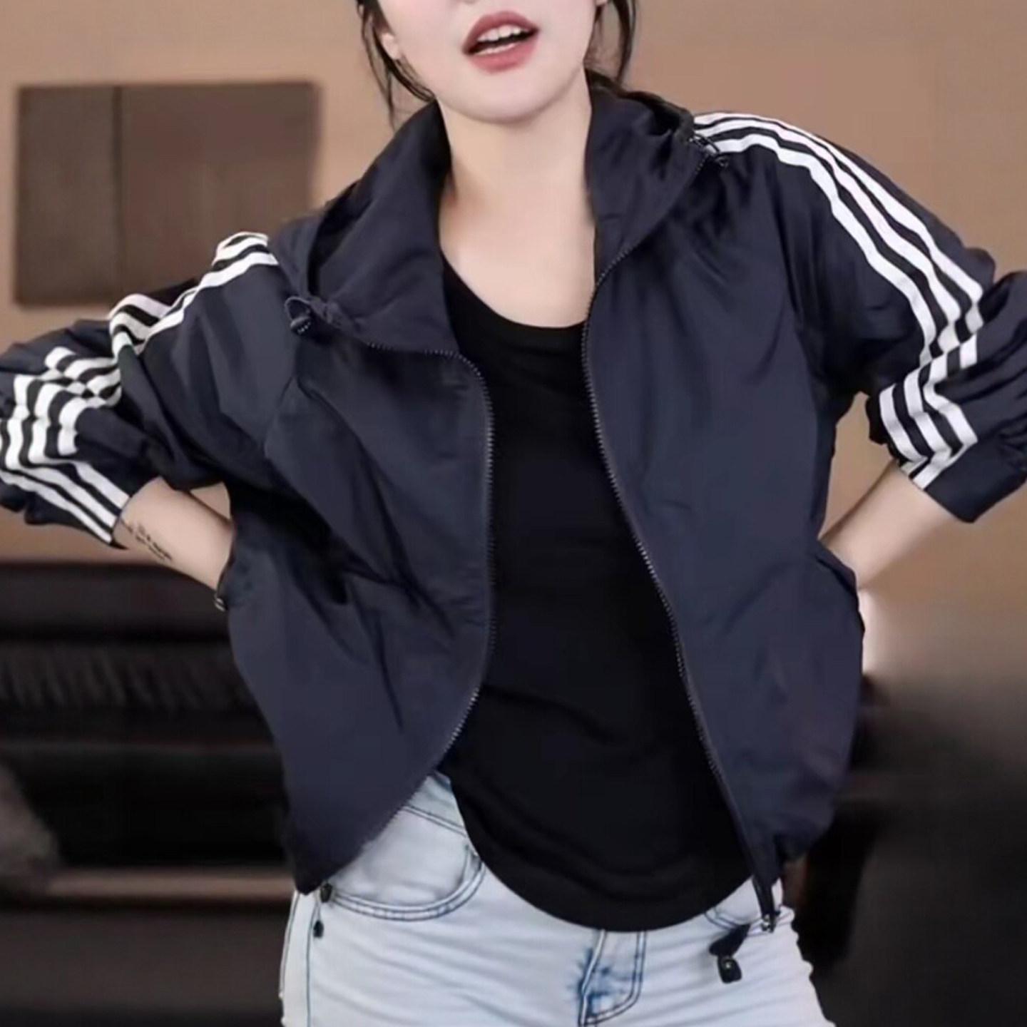 妈妈装夏季连帽薄款两面穿防晒服
