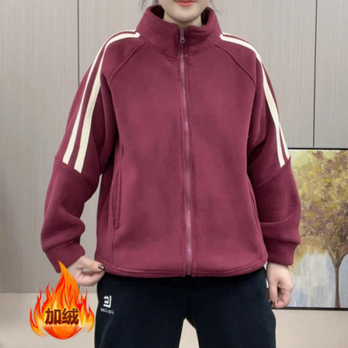 妈妈装立领奥利绒加绒休闲女卫衣