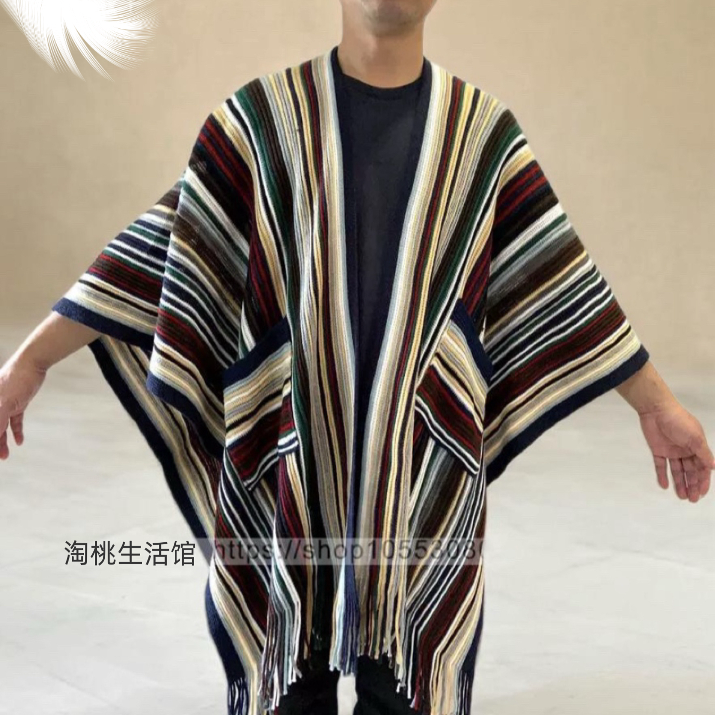 男女可用男女可用亚风披肩围巾秋冬条纹口袋斗篷旅行婚纱拍摄外搭,服饰配件/皮带/帽子/围巾,围巾/丝巾/披肩,淘宝优惠券,粉丝福利购,淘宝优惠卷