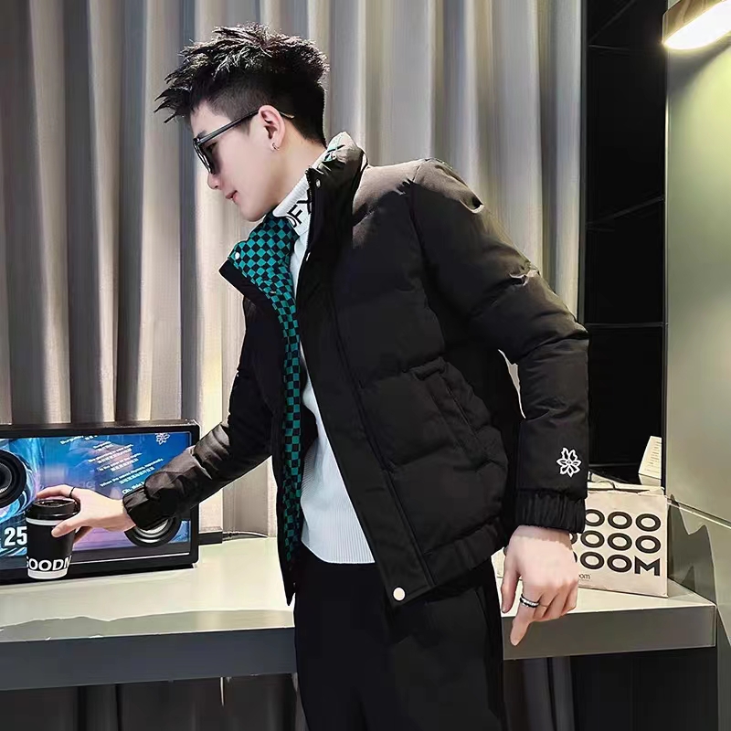 冬季社会小伙加厚保暖立领棉衣男155矮个子XS码S修身羽绒棉服外套