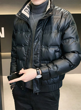 小码男冬季加厚保暖羽绒服矮小个子S号XS码短款修身皮棉袄外套155