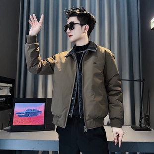 小码男装假两件外套牛仔拼接棉衣男冬季棉服矮个子S号XS夹克棉袄