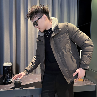 冬季PU皮毛领棉服男生小码矮个子S号XS修身棉衣袄潮流保暖外套160