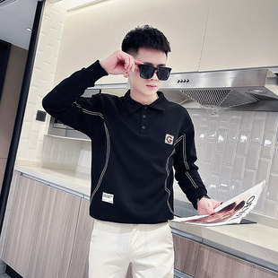 XS码修身卫衣男社会人矮小个子小伙春秋长袖POLO衫翻领上衣打底衫