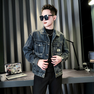 春秋翻领牛仔外套男小个子160小码牛仔衣XS青年休闲简约潮流夹克