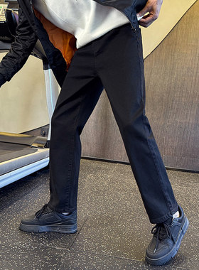 春夏秋小码美式牛仔裤男潮百搭S码微宽松黑色直筒小个子九分裤155