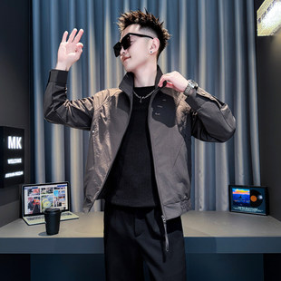 155帅t春装简约休闲立领工装夹克男XS码矮个子S号修身短款外套160