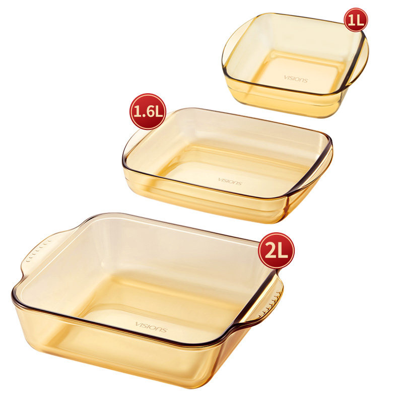 康宁双耳饺子盘耐热玻璃餐具鱼盘家用烤盘烤箱微波炉用披萨焗饭盘