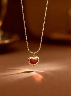 红色滴油爱心钛钢项链女款小众气质轻奢ins高级感百搭锁骨链1031