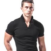 t恤纯色保罗衫 美式 翻领工装 男凉薄速干冰丝棉短袖 硬汉大v领polo衫