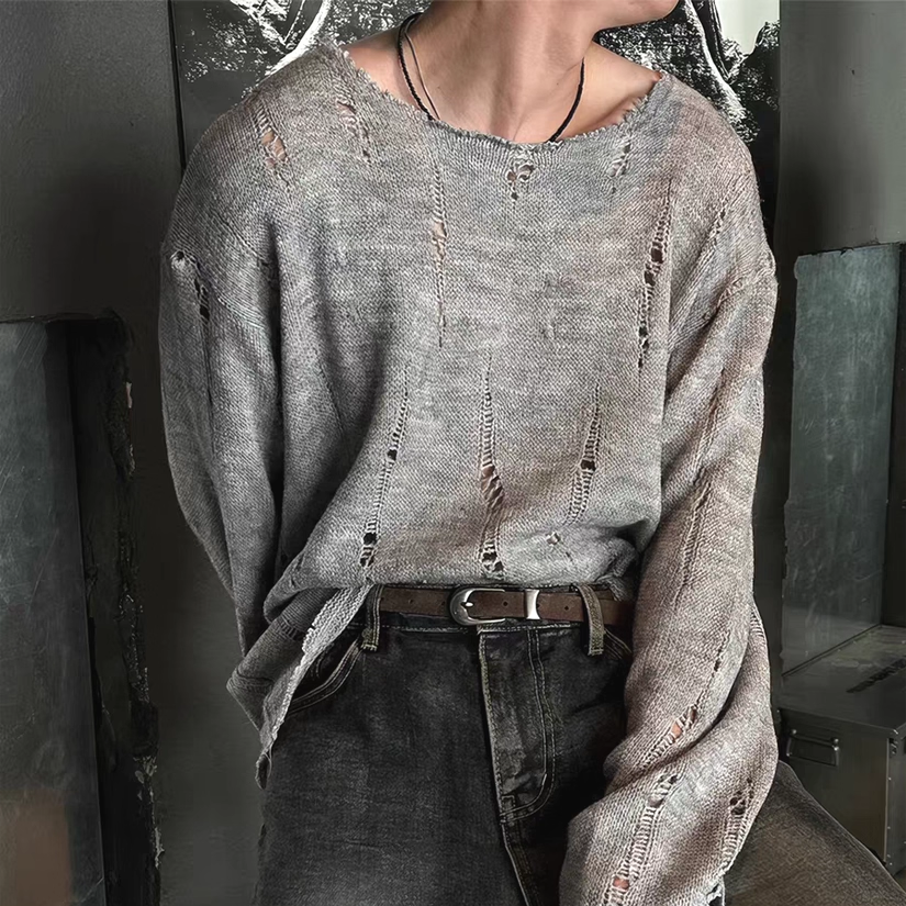 u型大领镂空针织衫长袖防晒罩衫