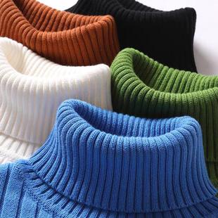 欧货高领包芯纱针织衫男软糯透气修身长袖卫衣堆堆领打底羊毛衫潮