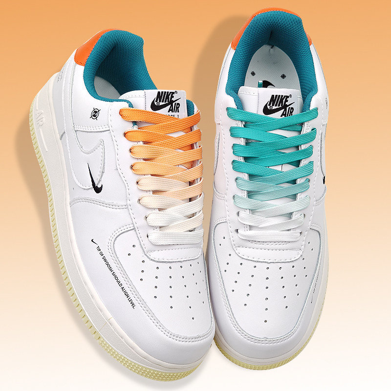 适配nikeairforce空军一号白绿橙男女板鞋薄荷深绿橙色渐变鞋带潮