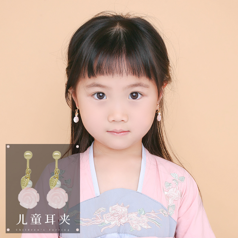 进口防痛耳夹儿童耳环中国风