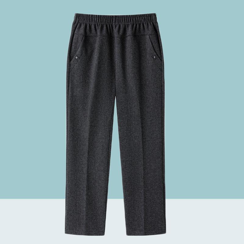 中老年妈妈春秋高腰长裤宽松女裤奶奶加厚裤子休闲裤松紧直筒裤女