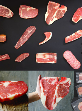 仿真生鲜三文鱼牛排西冷牛扒模型假羊肉道具牛羊肉卷装饰样板摆设