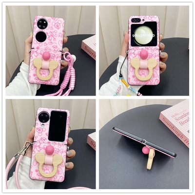 可爱少女米奇支架适用三星zflip6/5折叠屏手机壳新款pocket2小米mixflip保护套n3flip卡通p60宝盒pockets粉色