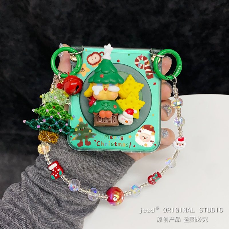 哭娃圣诞树可爱礼物磁吸支架适用三星zflip765折叠屏purax手机壳pocket2保护套n3flip小米Mixflip2荣耀vflip2