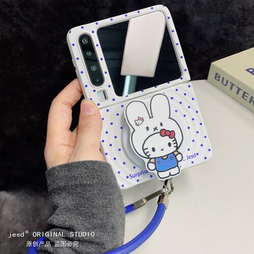 可爱米菲兔kitty适用PuraX华为Pocket2手机壳小米MIXFlip2折叠屏N3Flip三星Zflip765荣耀VFlip2波漾磁吸支架s