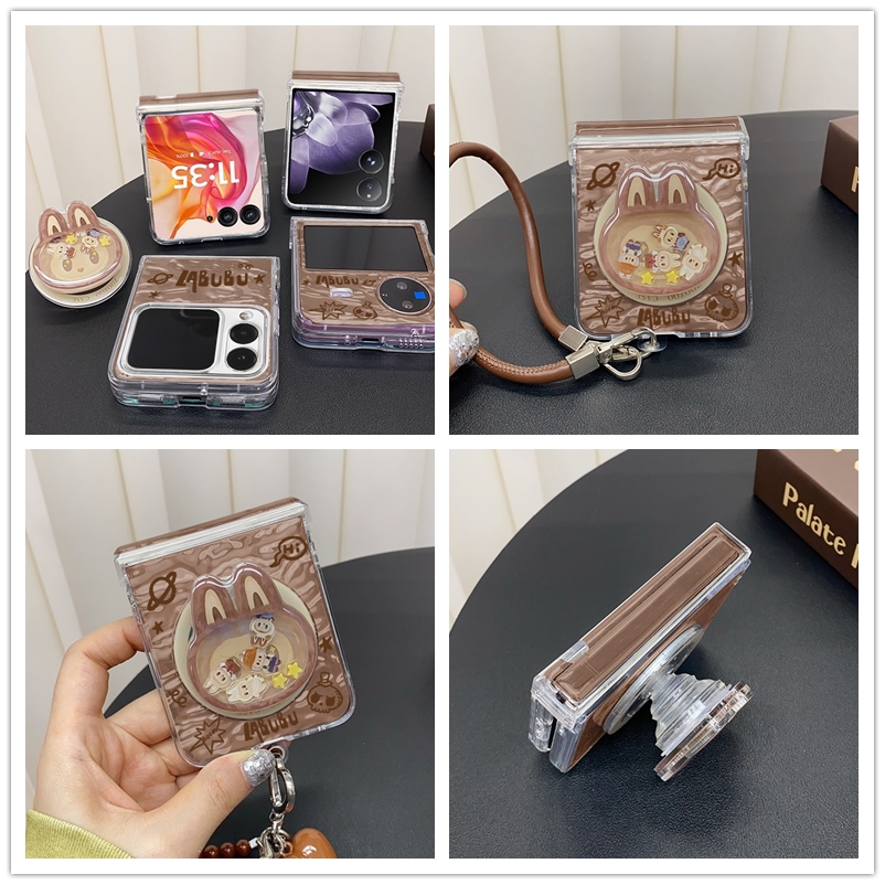 小怪兽摇摇乐磁吸支架适用摩托罗拉razr50ultra手机壳折叠屏razr60带挂绳保护套motorazr60铰链全包防摔可爱