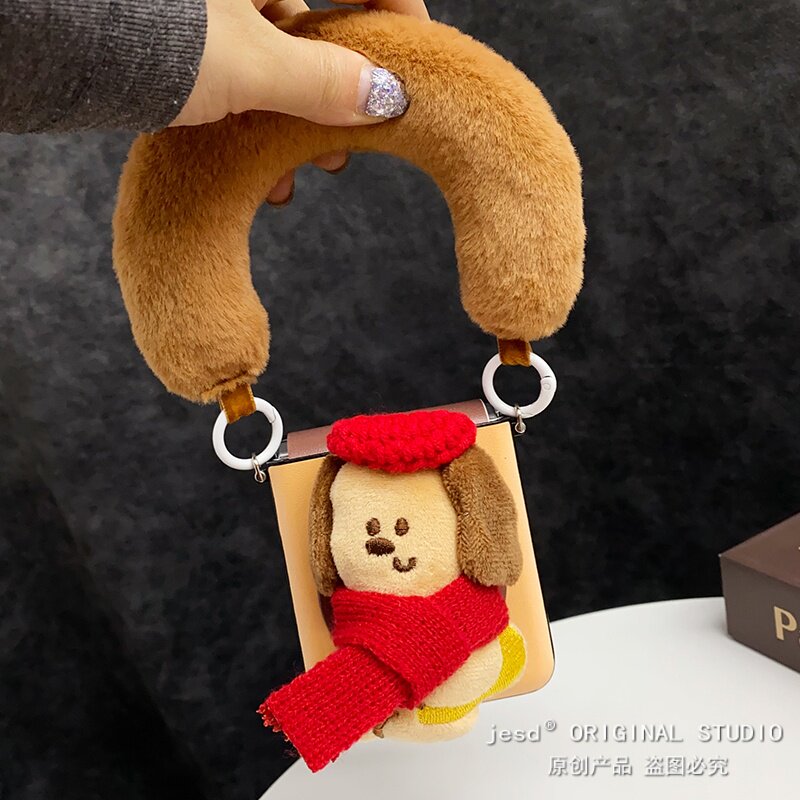 ins冬日可爱新年红围巾小狗适用华为purax阔屏手机壳n3flip荣耀vflip2三星zflip765小米mix2磁吸支架pocket2