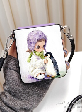 ins紫色可爱企鹅嘎子姐女孩适用三星zflip7654折叠屏purax手机壳pocket2保护套n3flip小米Mixflip2荣耀vflip2